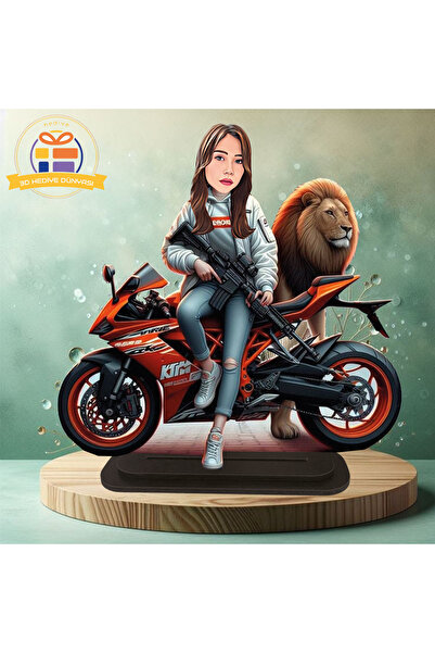 3D Hediye Dünyası Motorsikletli aslanlı  elinde silah  karikatürü biblo hediy...