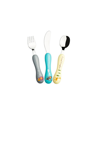 trade Karaca Animal Kingdom 3 Parça Çocuk Çatal Kaşık Bıçak Seti