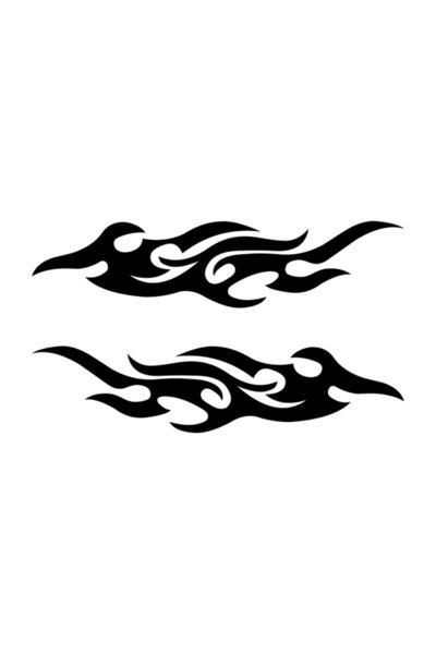 HMNL 2 Adet Siyah 20 Cm Alev Oto Sticker, Araba Sticker