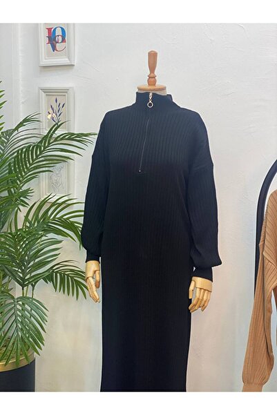 Esre Store 1499 - Πλεκτό Φόρεμα Τεσεττούρ Μαύρο