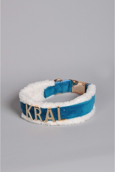 Pawsim İsimli Köpek Tasması ( SADECE TASMA ), İsime Özel Köpek Tasması , Peluş Köpek Tasması , MAVİ