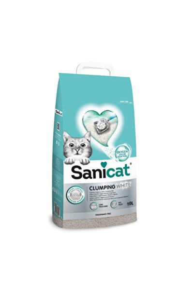 Sanicat clumping white 10lt kokusuz oksijen kontrollü topaklanan kedi kumu
