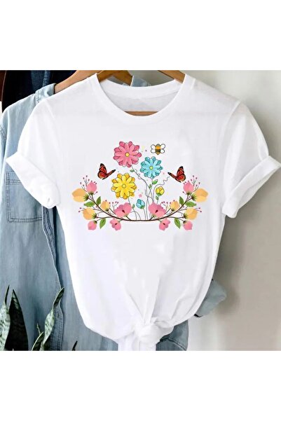 MAGORS STYLE-X تي شيرت نسائي مطبوع عليه زهور ملونة لعيد الأم، 100% قطن