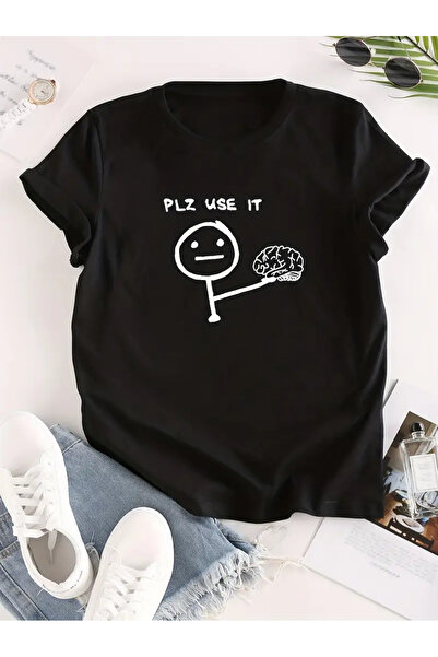 MAGORS تي شيرت قطني مطبوع بأكمام قصيرة ورقبة دائرية