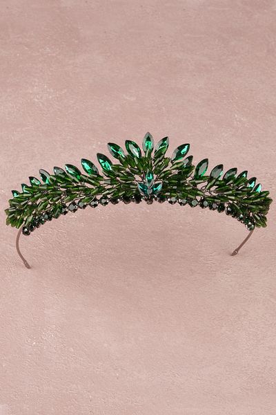 Hayalperest boncuk Bridal Costume Crown for Women Henna and Wedding Crown Green
