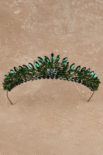 Hayalperest boncuk Bridal Costume Crown for Women Henna and Wedding Crown Green