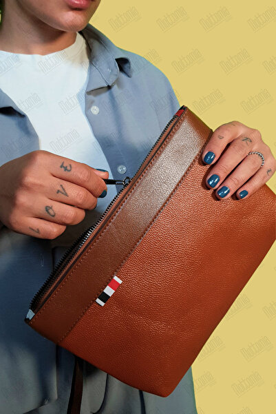 NEWISH POLO ACCESSORIES Веганскокафява кожена водоустойчива каишка за китка Портфолио за пътуване, унисекс чанта (28*18CM)