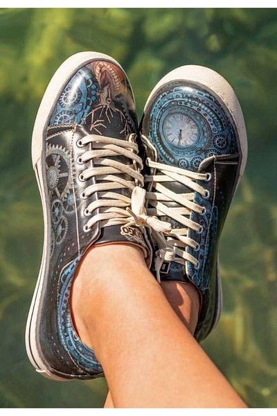 Dogo Ανδρικά Vegan Δερμάτινα Navy Blue Sneakers - Time's Up Deer Design