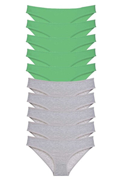 Royaleks Green Gray 10 Pieces Super Eco Lycra Women's Slip Set