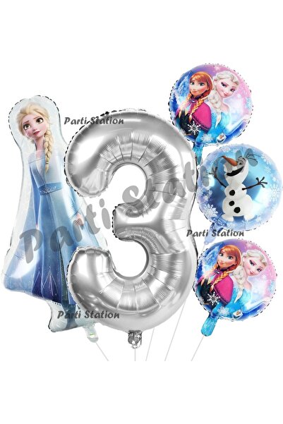 Parti Station Frozen Balon 1 Yaş Doğum Günü Set Frozen Elsa Karlar Ülkesi Kon...