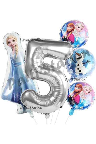 Parti Station Frozen Balon 1 Yaş Doğum Günü Set Frozen Elsa Karlar Ülkesi Kon...