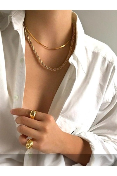 Finery by Nerrs سلسلة اوجير سميكة من الفولاذ (طول 52 سم)