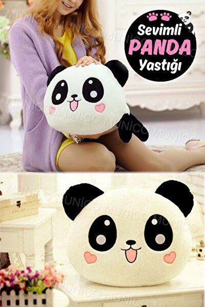 Munico Kaliteli Panda Görünümlü Yastık Eğlenceli Sevgililere Şık Peluş Panda ...
