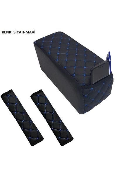 caraks Black Blue Vw Bora Safety Belt and Armrest Comfort for 1996-2005
