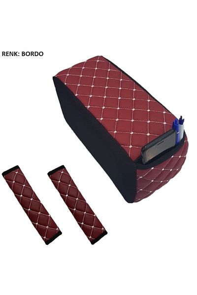caraks Peugeot 207 Post 2007 Claret Red Safety Belt and Armrest Comfort