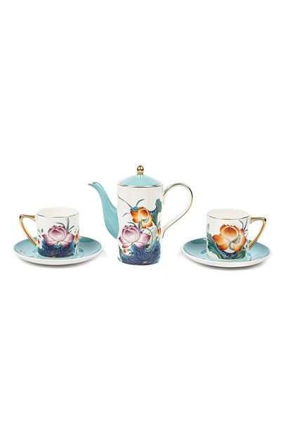 Mikasa Moor Garden Blue 2-Piece Double Coffee Set and Teapot 200CC