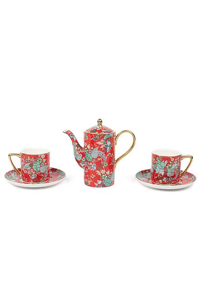 Mikasa Moor Garden Red 2-Piece Double Coffee Set and Teapot 200CC