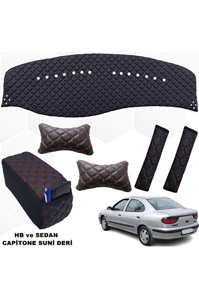 caraks Megane 1 Sedan Black Red - Chest Rug Armrest Neck Collar Hb Compatible