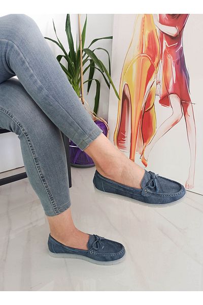 GDT Ayakkabı Culoarea albastră, transparentă, talpă plată, material din denim, balerină pentru femei