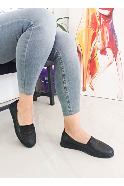 GDT Ayakkabı حذاء مسطح أسود اللون مقطوع بالليزر مقاس 36-37-38-39-40 حذاء الأم...