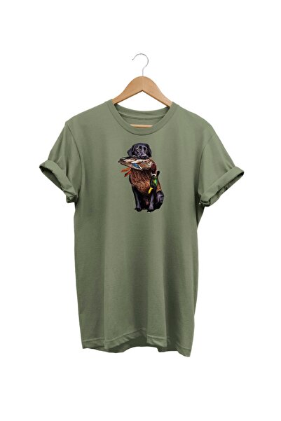 WİDİ Widi lovački pas Štampano zeleni T-shirt