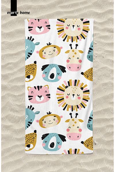 Marte Home Colorful Animals Children's Beach Towel