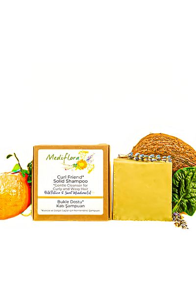 Mediflora Curl Friendly* - Moisturizing Solid Shampoo 110 Gr, for Curly and Wavy Hair, Tangerine & Lavender