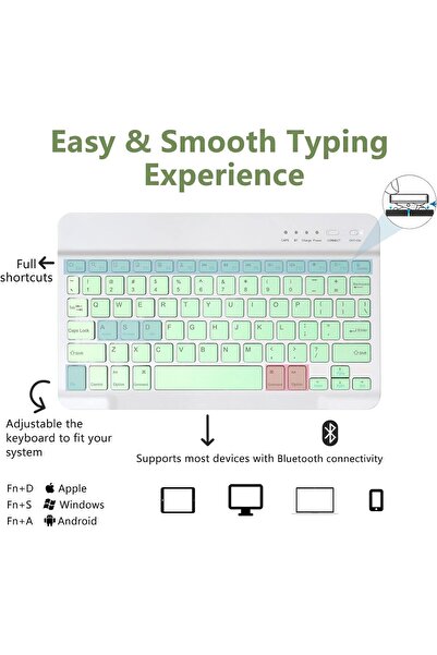 m.tk moveteck İpad Air 4/5/6 Nesil Air 11 2025 M3 Uyumlu Tablet Klavyeli Kılıf Bluetooth Kalem Bölmeli Stand