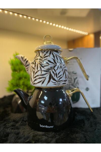 Avşar Olivia Desen Emaye Çaydanlık