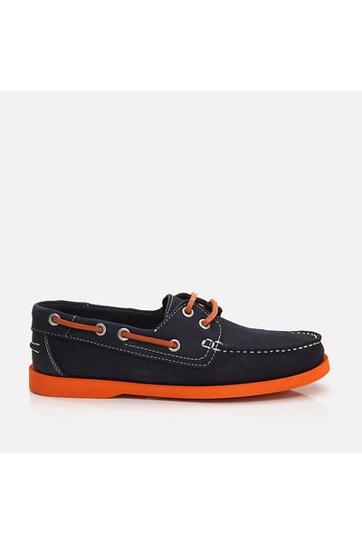 Hotiç Navy Blue Genuine Leather Women's Loafer