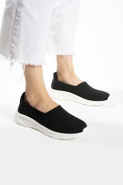 İnan Ayakkabı Pantof Conford tricotat negru pentru femei (talpă 4 cm)