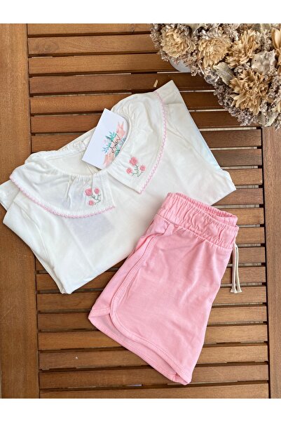 Baby BabyAden yakası nakış işlemeli / baskılı / elmalı şortlu günlük pamuklu ...