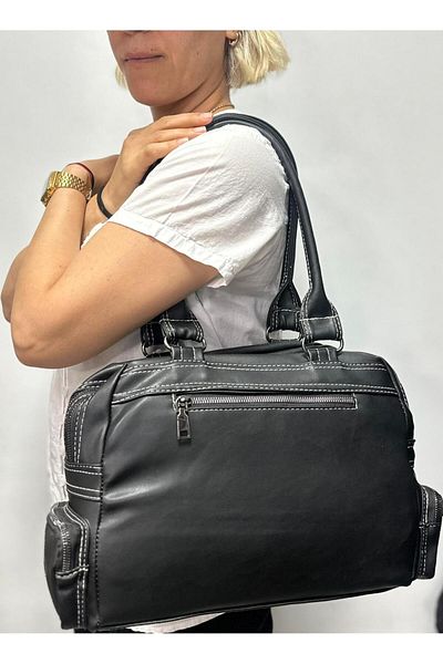 Akın AKIN BAG WOMEN'S BLACK COLOR MULTI-EYE SHOULDER BAG AND CROSSBODY BAG 01 PIECEL-FREE LEATHER