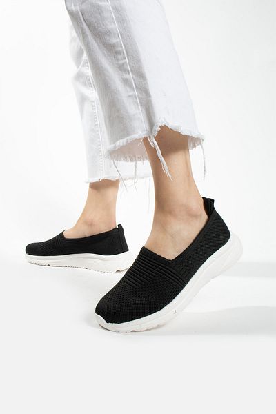 İnan Ayakkabı Pantof Conford tricotat negru pentru femei (talpă 4 cm)