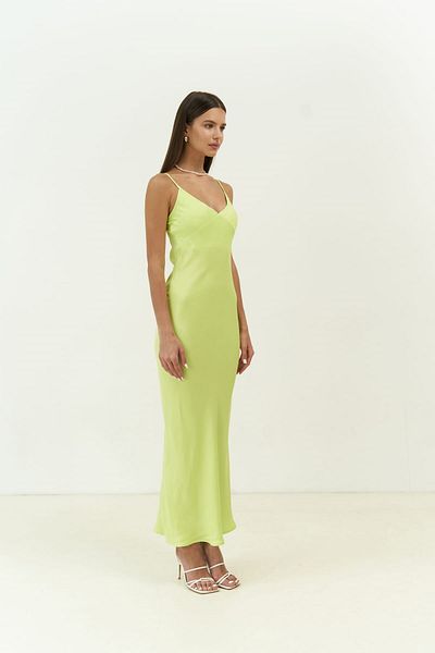MAİ COLLECTİON Neongrünes Maxikleid von Olesya mit Trägern