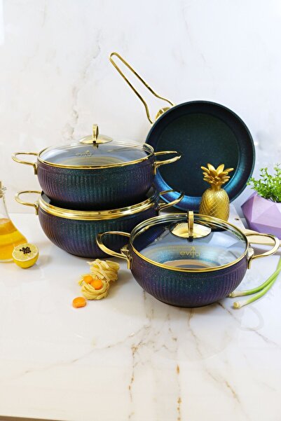 Hepevim Evita 7 Parça Granit Tencere Takımı Yeşil