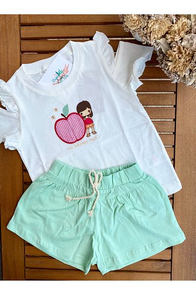 Baby BabyAden Collar Embroidery Embroidered / Printed / Apple Shorts Casual Cotton Girls' Set