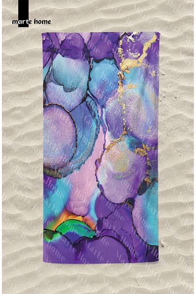Marte Home Purple Marble Beach Towel