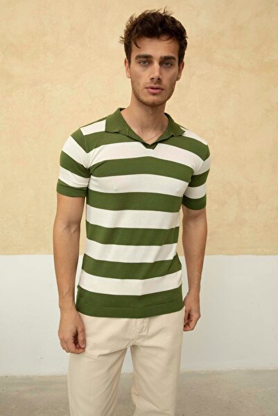 COOL TARZ Color Blocked Polo Neck Knitwear T-Shirt