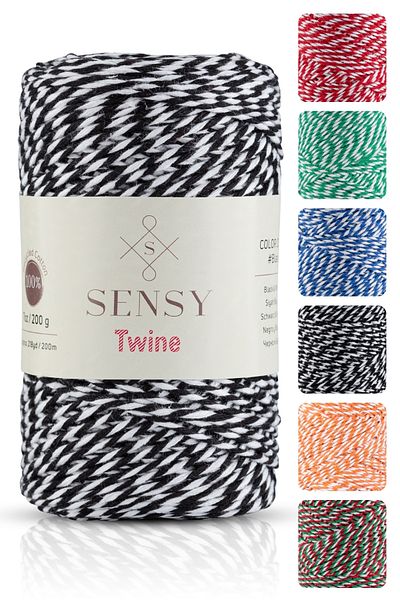 SENSY قسط 200 متر 200 جرام أسود أبيض حزمة حبل هدية التفاف حبل Marteniçka حبل خيوط بيكر