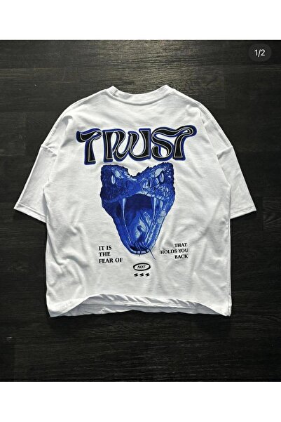 Machetta Trust Printed Unisex Red Short Sleeve T-shirt - 100% Cotton, Large Size