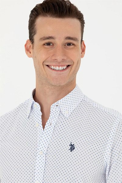 U.S. Polo Assn. Мъжка синя риза с дълъг ръкав ARİEN CLOTHING