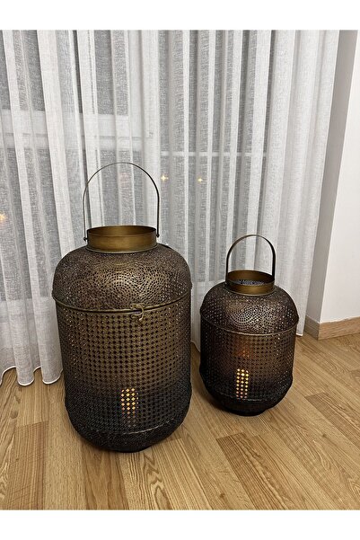 THE LİNSE Metal Dekoratif İkili Mumluk Takımı