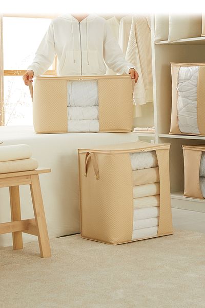 Ocean Home Textile Αποθήκευση πουλόβερ με 2 παράθυρα σε μπεζ ψαροκόκκαλο