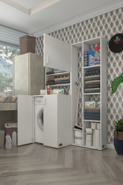 Kenzlife Çamaşır Makinesi Dolabı Kasparovsüpürge Byz 180*126*55-20 Banyo Kapaklı Arkalıksız