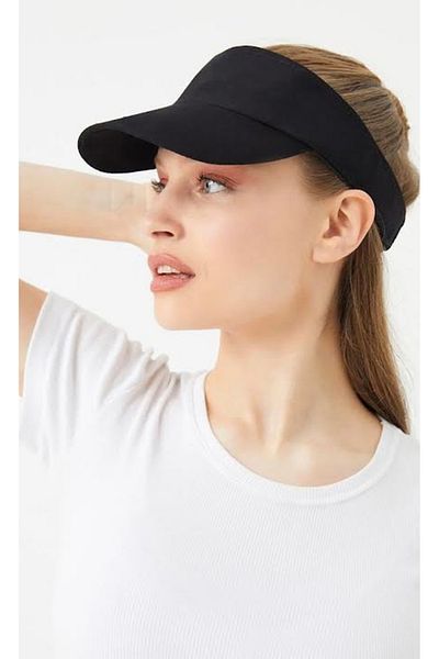 CosmoOutlet Adjustable Tennis Visor Black Hat with UV Protection