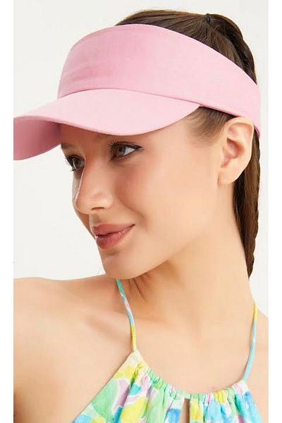CosmoOutlet Pink Tennis Visor Hat with UV Protection Adjustable Back