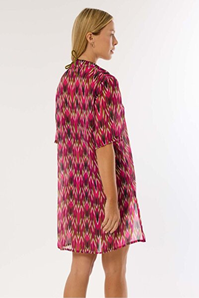 AYYILDIZ 4805 Fuchsia Patterned Beach Dress