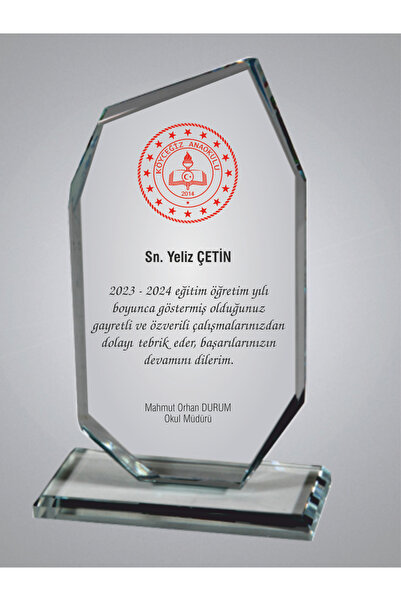 MERTKRİSTAL Kişiye Özel Cam Plaket Kristal Cam Plaket, Kişiye ve Kurumlara Özel Kristal Plaket P101