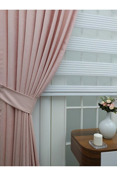 Esse Home Powder Plain Background Curtain, 100x260, 1/3 Close Pleat, Pleated,...